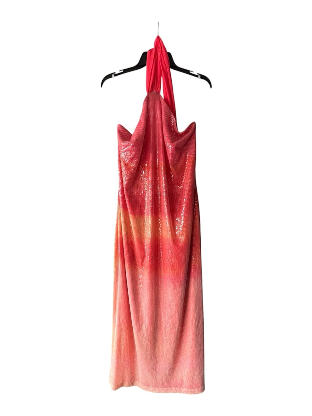 Eloquii Halter Sequin Midi Slip Dress Coral Ombre Size 14 Cocktail Party - Picture 4 of 8